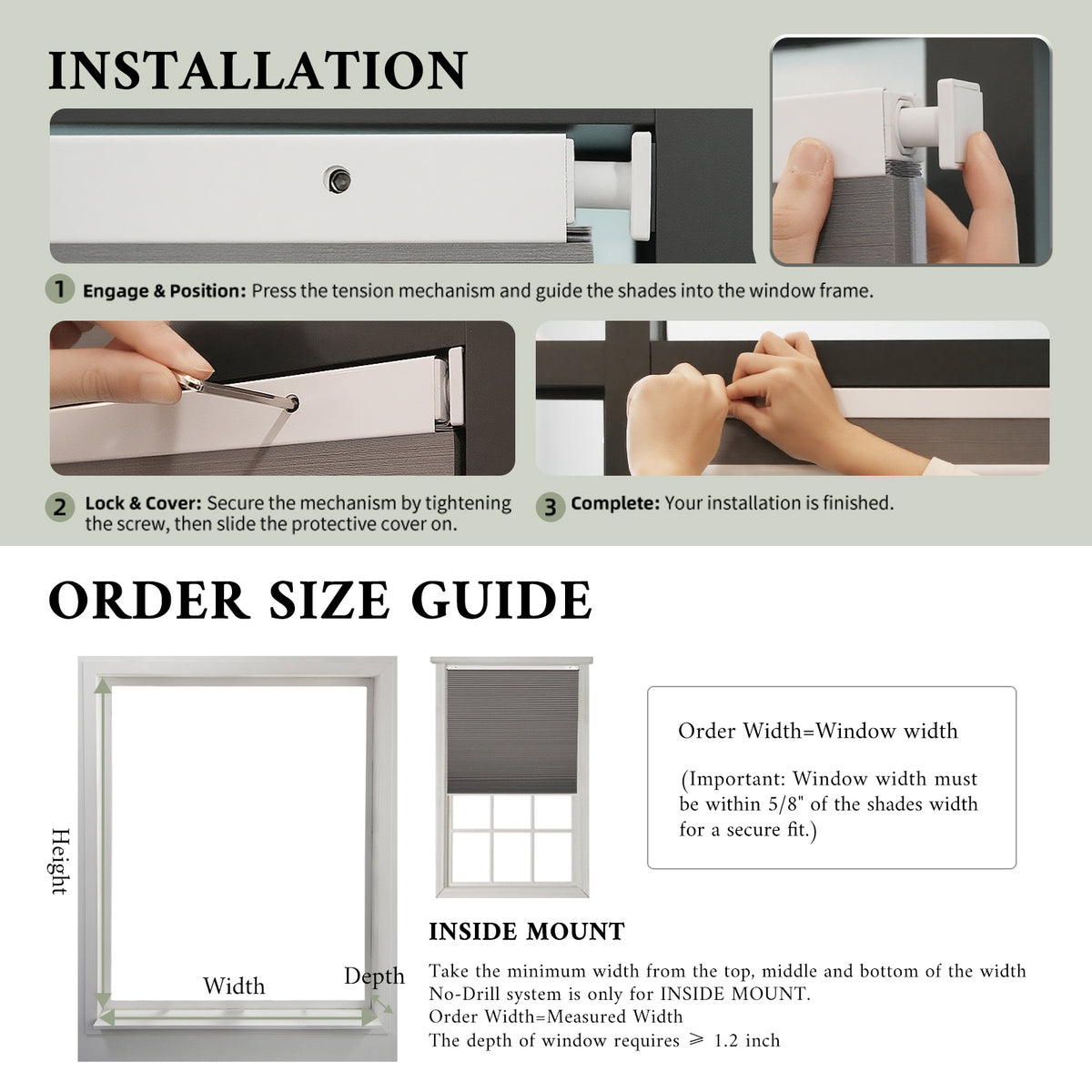 No-Drill Cordless Cellular Shades