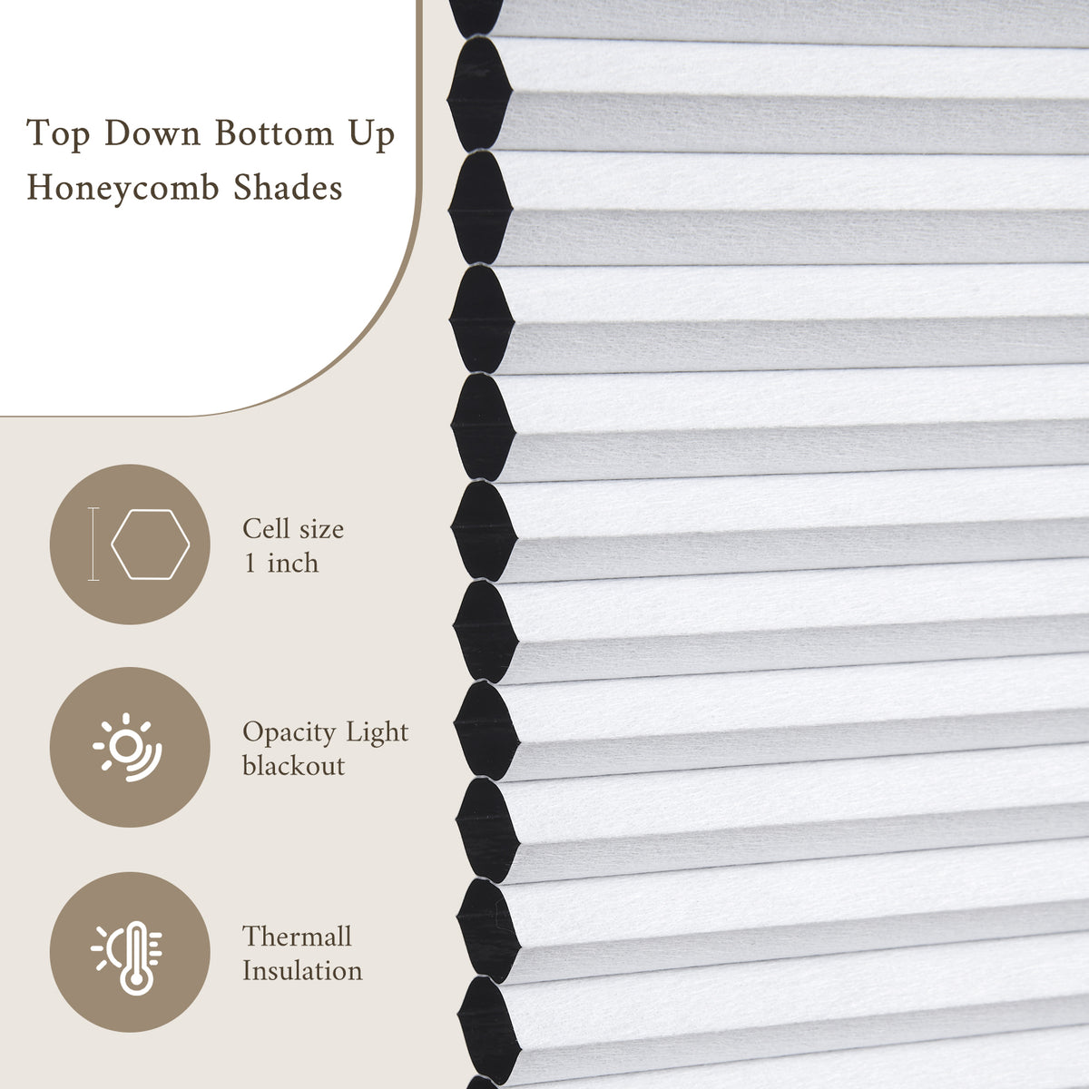 No-Drill Top Down Bottom Up (TDBU) Cordless Cellular Shades