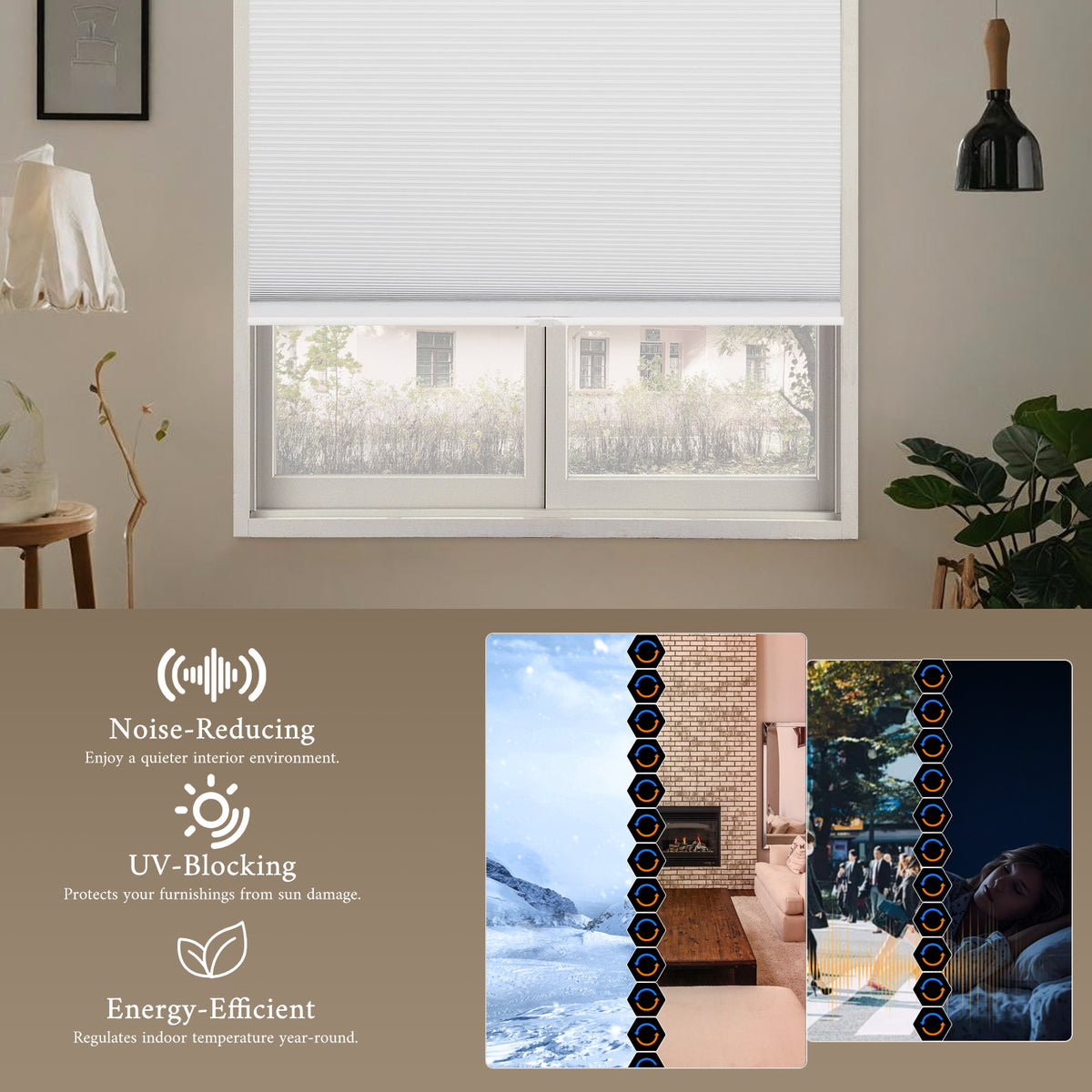 No-Drill Top Down Bottom Up (TDBU) Cordless Cellular Shades