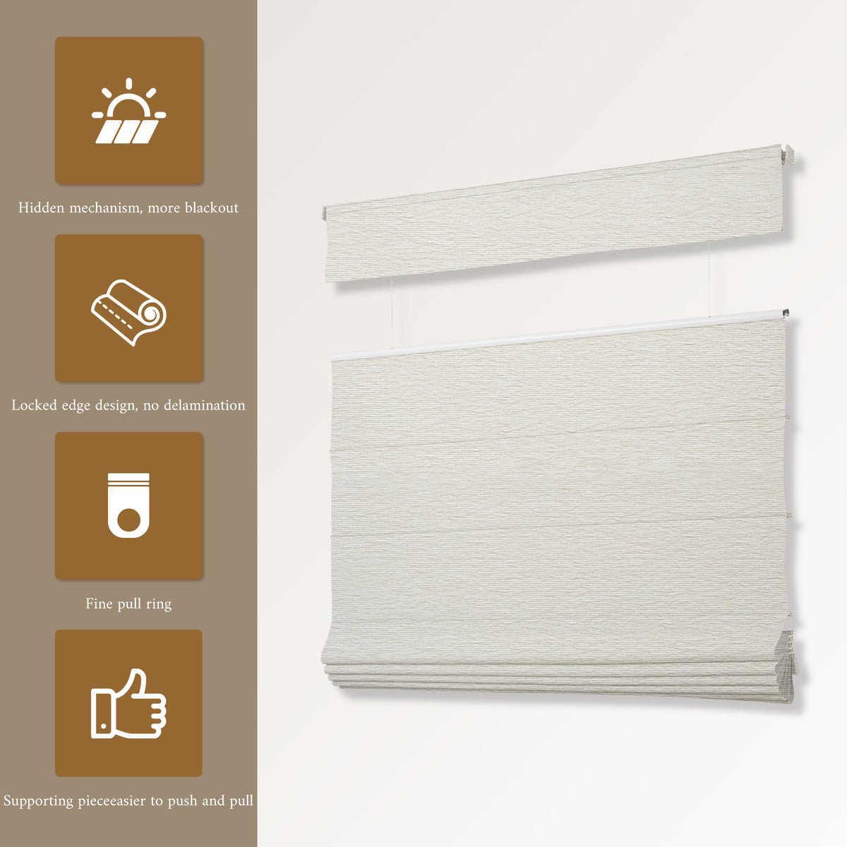 No-Drill Top Down Bottom Up (TDBU) Cordless Roman Shades