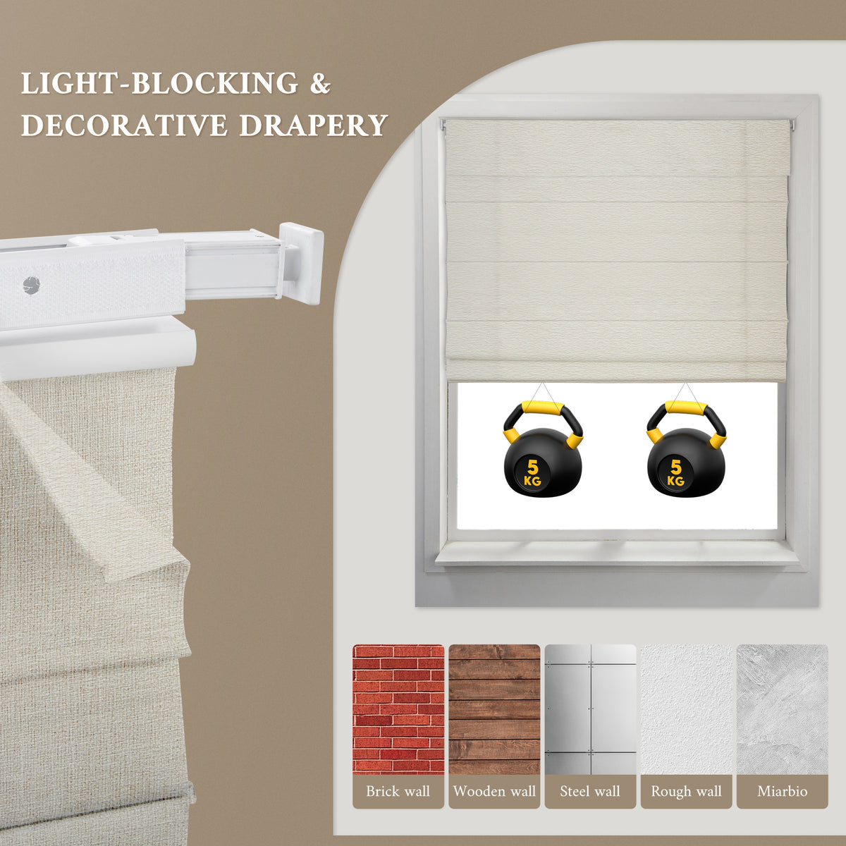 No-Drill Top Down Bottom Up (TDBU) Cordless Roman Shades