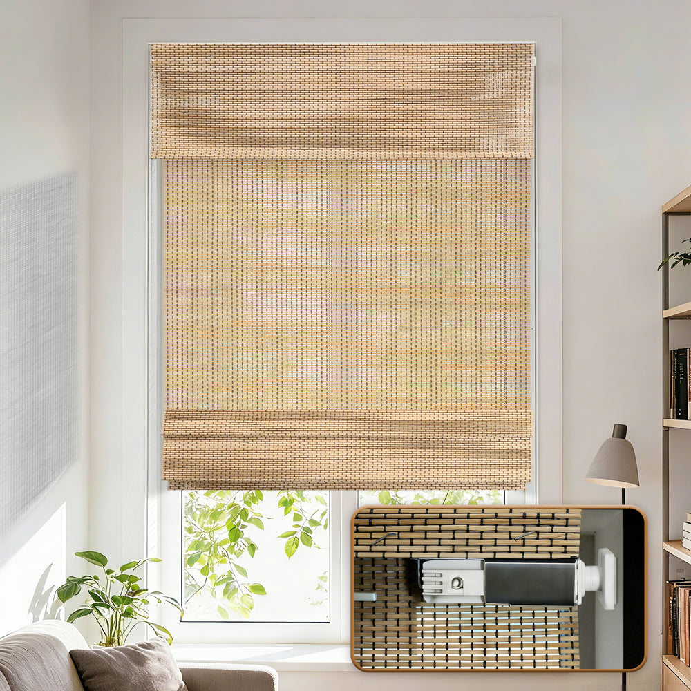Roman shade installed in a finished interior
