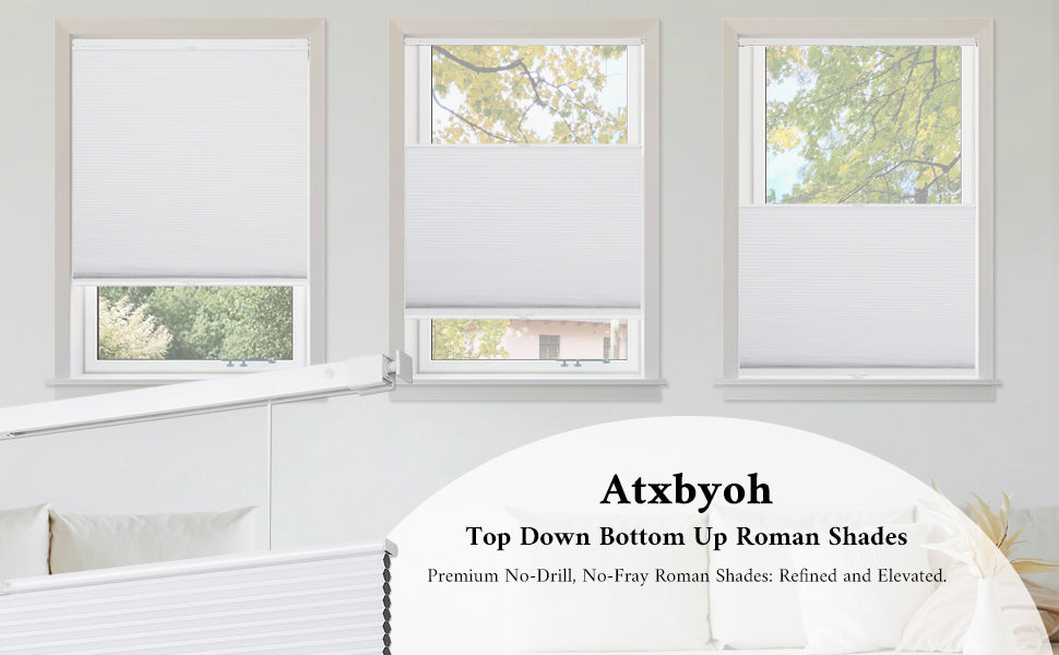 No-Drill Top Down Bottom Up (TDBU) Cordless Cellular Shades