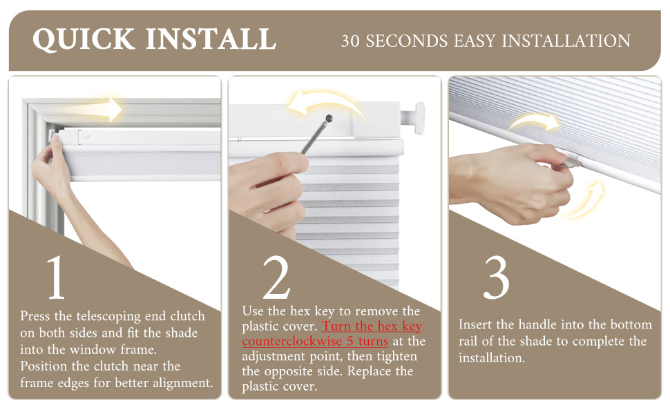 No-Drill Top Down Bottom Up (TDBU) Cordless Cellular Shades