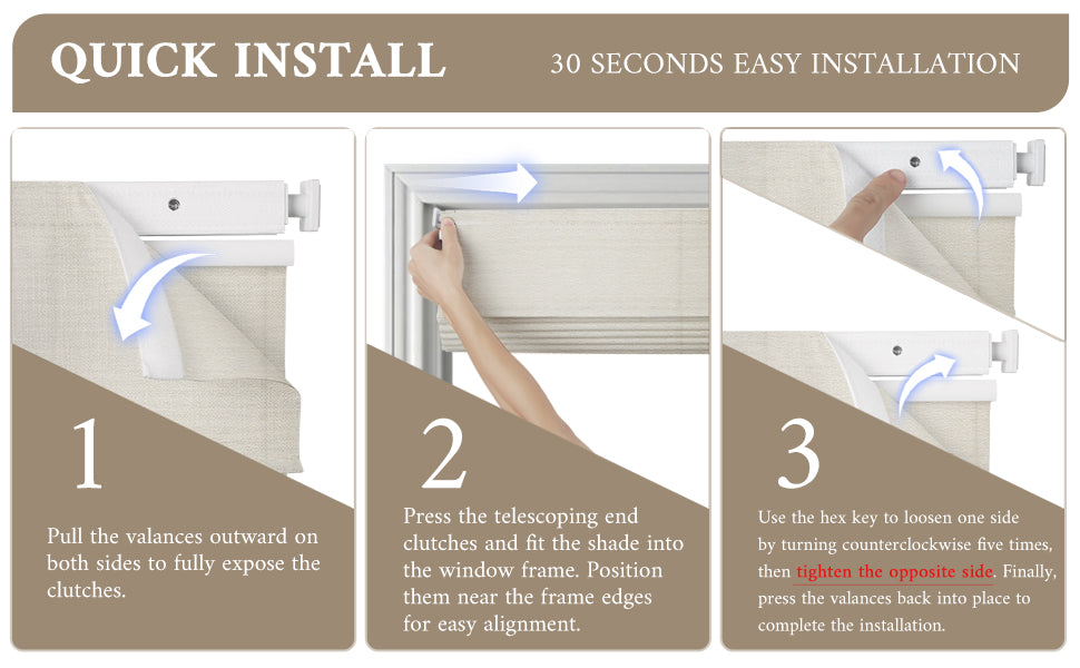 No-Drill Top Down Bottom Up (TDBU) Cordless Roman Shades