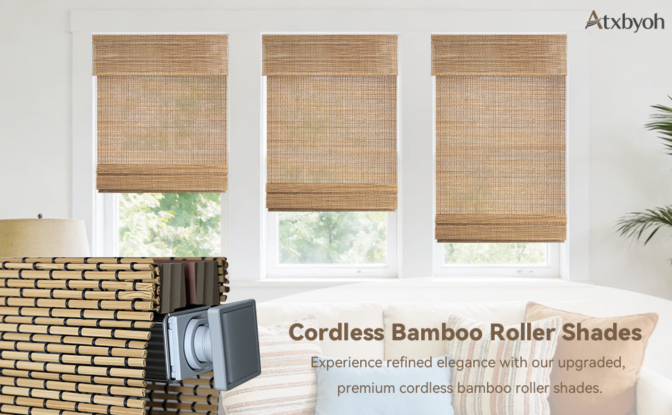No-Drill Cordless Bamboo Roman Shade